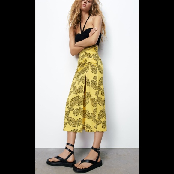 Zara printed linen blend skirt - Picture 3 of 5